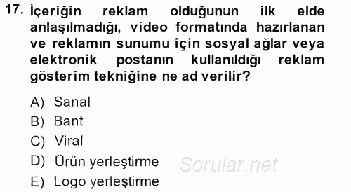 Medya ve Etik 2013 - 2014 Dönem Sonu Sınavı 17.Soru