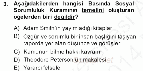 Medya ve Etik 2013 - 2014 Dönem Sonu Sınavı 3.Soru