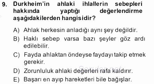 Medya ve Etik 2013 - 2014 Dönem Sonu Sınavı 9.Soru