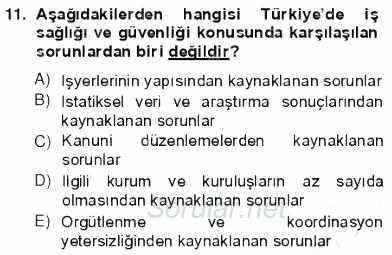 İş Sağlığı ve Güvenliği 2012 - 2013 Ara Sınavı 11.Soru
