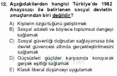 İş Sağlığı ve Güvenliği 2012 - 2013 Ara Sınavı 12.Soru