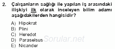 İş Sağlığı ve Güvenliği 2012 - 2013 Ara Sınavı 2.Soru