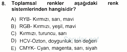 Giysi Seçimi 2013 - 2014 Tek Ders Sınavı 8.Soru