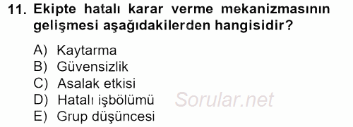 Sağlık Kurumları Yönetimi 2 2012 - 2013 Dönem Sonu Sınavı 11.Soru