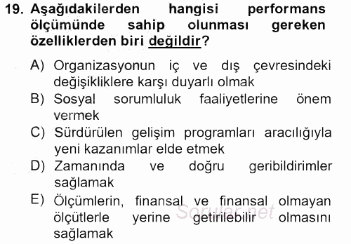 Sağlık Kurumları Yönetimi 2 2012 - 2013 Dönem Sonu Sınavı 19.Soru