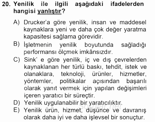 Sağlık Kurumları Yönetimi 2 2012 - 2013 Dönem Sonu Sınavı 20.Soru