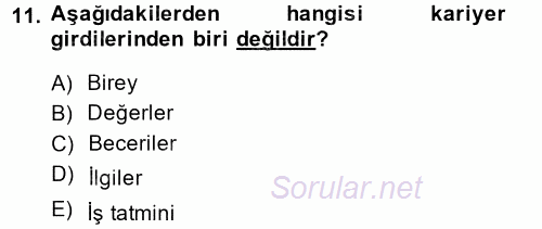Performans ve Kariyer Yönetimi 2014 - 2015 Tek Ders Sınavı 11.Soru