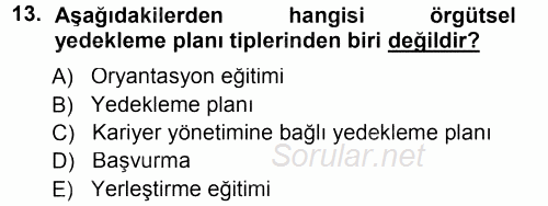 Performans ve Kariyer Yönetimi 2014 - 2015 Tek Ders Sınavı 13.Soru