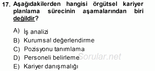 Performans ve Kariyer Yönetimi 2014 - 2015 Tek Ders Sınavı 17.Soru