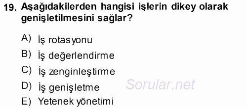 Performans ve Kariyer Yönetimi 2014 - 2015 Tek Ders Sınavı 19.Soru
