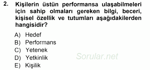 Performans ve Kariyer Yönetimi 2014 - 2015 Tek Ders Sınavı 2.Soru