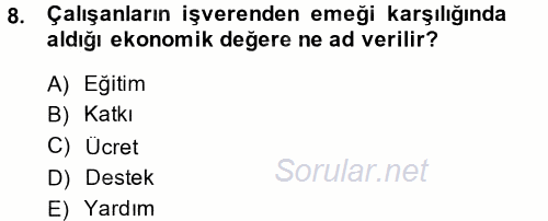 Performans ve Kariyer Yönetimi 2014 - 2015 Tek Ders Sınavı 8.Soru