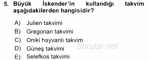 Tarih Metodu 2016 - 2017 Ara Sınavı 5.Soru