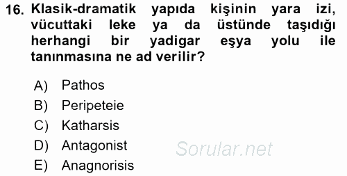 Yeni Türk Edebiyatına Giriş 1 2017 - 2018 Dönem Sonu Sınavı 16.Soru