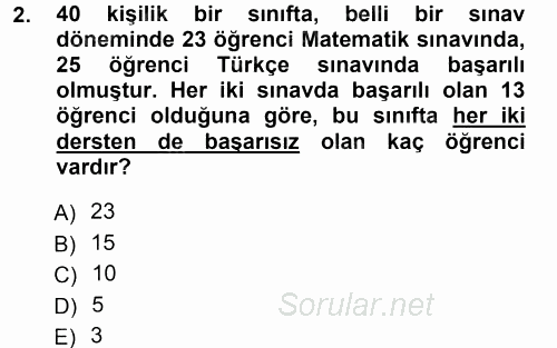 Genel Matematik 2013 - 2014 Tek Ders Sınavı 2.Soru