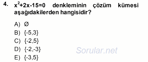 Genel Matematik 2013 - 2014 Tek Ders Sınavı 4.Soru