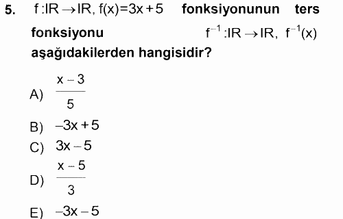 Genel Matematik 2013 - 2014 Tek Ders Sınavı 5.Soru