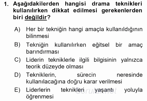 Çocuk Ve Drama 2017 - 2018 Dönem Sonu Sınavı 1.Soru