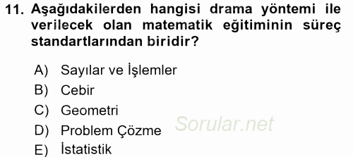 Çocuk Ve Drama 2017 - 2018 Dönem Sonu Sınavı 11.Soru