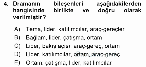 Çocuk Ve Drama 2017 - 2018 Dönem Sonu Sınavı 4.Soru