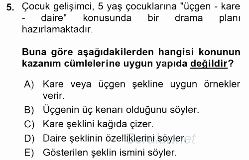 Çocuk Ve Drama 2017 - 2018 Dönem Sonu Sınavı 5.Soru