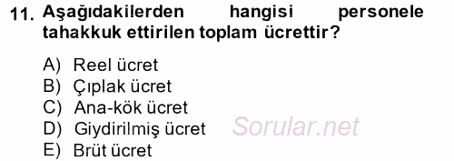 İnsan Kaynakları Yönetimi 2014 - 2015 Dönem Sonu Sınavı 11.Soru