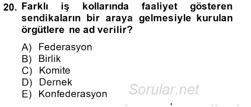 İnsan Kaynakları Yönetimi 2014 - 2015 Dönem Sonu Sınavı 20.Soru