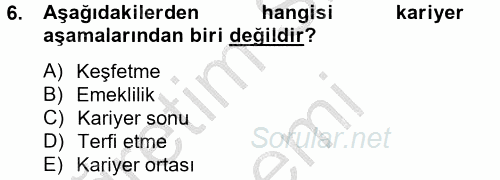 İnsan Kaynakları Yönetimi 2014 - 2015 Dönem Sonu Sınavı 6.Soru
