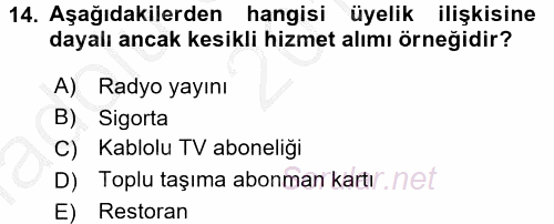 Müşteri İlişkileri Yönetimi 2016 - 2017 Ara Sınavı 14.Soru