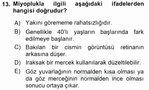 Okulöncesinde Fen Eğitimi 2016 - 2017 Ara Sınavı 13.Soru