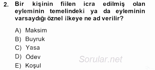 İş Etiği 2013 - 2014 Dönem Sonu Sınavı 2.Soru