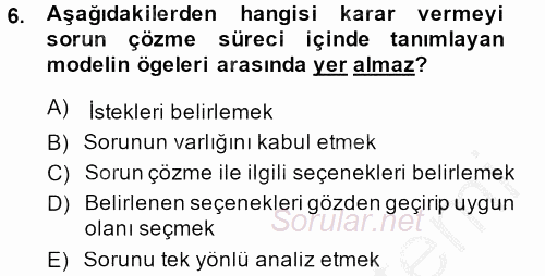 İş Etiği 2013 - 2014 Dönem Sonu Sınavı 6.Soru