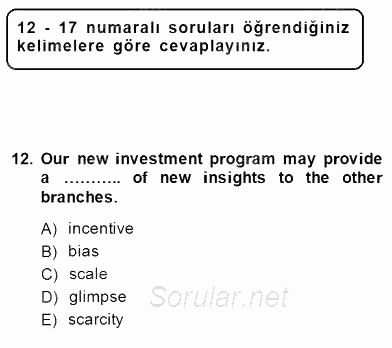 İleri Okuma Ve Yazma Becerileri 1 2014 - 2015 Dönem Sonu Sınavı 12.Soru