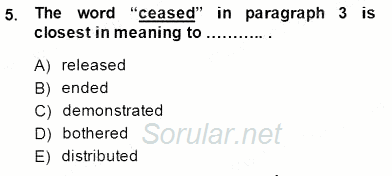 İleri Okuma Ve Yazma Becerileri 1 2014 - 2015 Dönem Sonu Sınavı 5.Soru