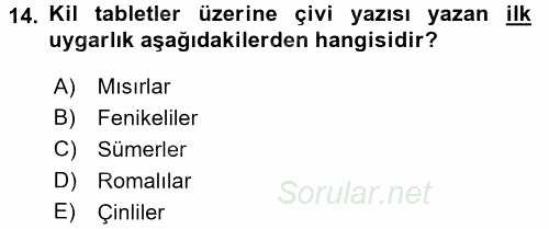 Görsel Kültür 2015 - 2016 Tek Ders Sınavı 14.Soru