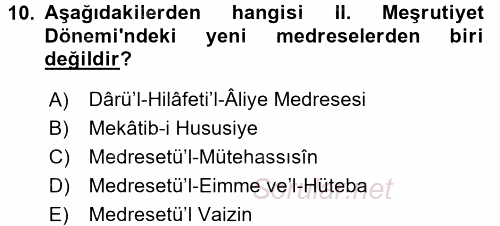 Eğitim Tarihi 2017 - 2018 Dönem Sonu Sınavı 10.Soru