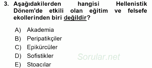 Eğitim Tarihi 2017 - 2018 Dönem Sonu Sınavı 3.Soru