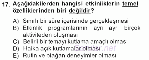 Rekreasyon Yönetimi 2013 - 2014 Tek Ders Sınavı 17.Soru
