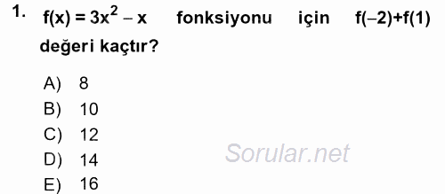 Okulöncesinde Matematik Eğitimi 2016 - 2017 Ara Sınavı 1.Soru