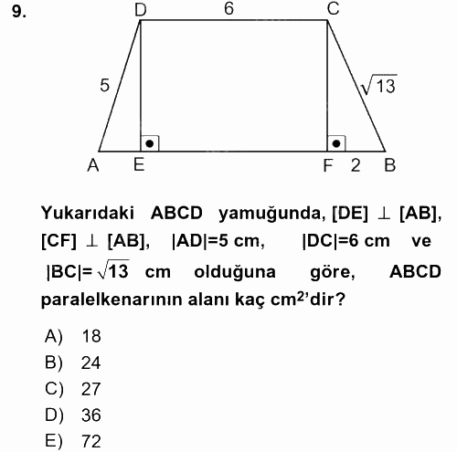 Okulöncesinde Matematik Eğitimi 2016 - 2017 Ara Sınavı 9.Soru