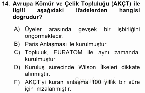 Uluslararası Ekonomik Kuruluşlar 2015 - 2016 Dönem Sonu Sınavı 14.Soru