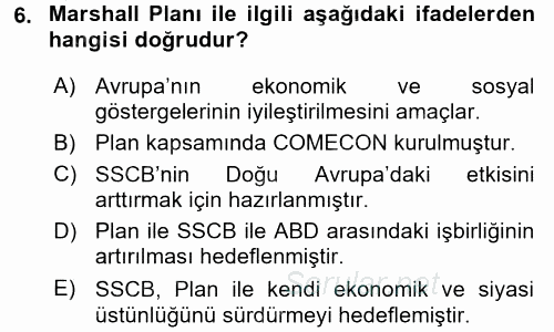 Uluslararası Ekonomik Kuruluşlar 2015 - 2016 Dönem Sonu Sınavı 6.Soru