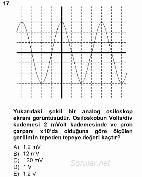 Elektrik Bakım, Arıza Bulma ve Güvenlik 2013 - 2014 Ara Sınavı 17.Soru