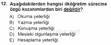 Rehberlik 2013 - 2014 Tek Ders Sınavı 12.Soru