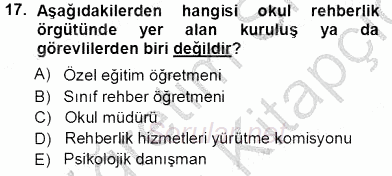Rehberlik 2013 - 2014 Tek Ders Sınavı 17.Soru