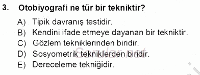 Rehberlik 2013 - 2014 Tek Ders Sınavı 3.Soru