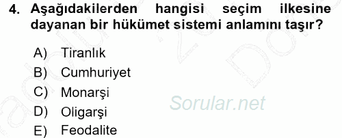 Anayasa Hukuku 2015 - 2016 Dönem Sonu Sınavı 4.Soru