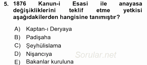 Anayasa Hukuku 2015 - 2016 Dönem Sonu Sınavı 5.Soru
