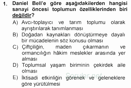 Çağdaş Sosyoloji Kuramları 2012 - 2013 Ara Sınavı 1.Soru