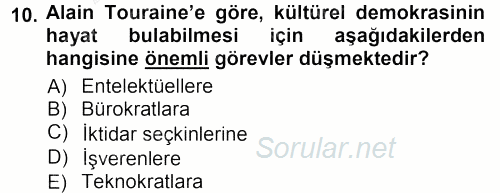 Çağdaş Sosyoloji Kuramları 2012 - 2013 Ara Sınavı 10.Soru